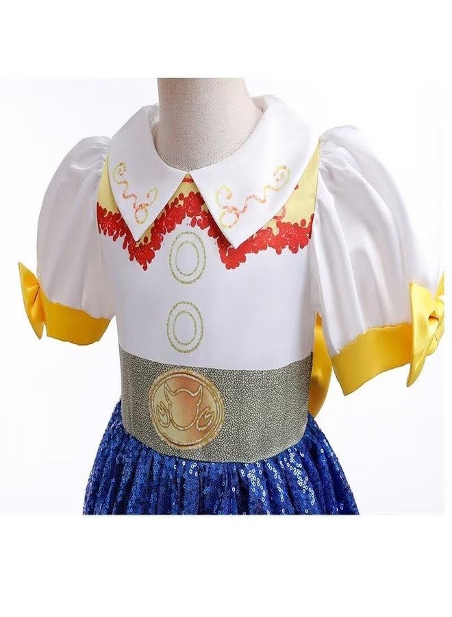 Lgandpg Jessie Costume for Little Girls Cowgirl Sequins Dress with Hat Red - Image 3